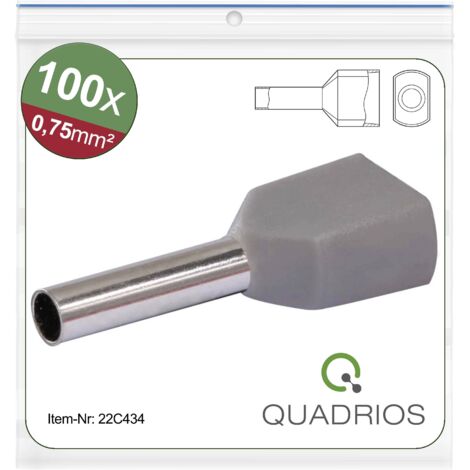 Manchon ferrule jumelé QUADRIOS, 22C434, 0,75 mm², Gris, Partiellement isolé, 100 pcs. (1/5)