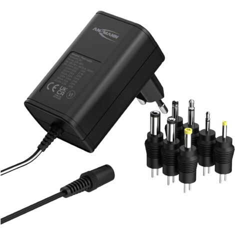 Ansmann – Bloc d'alimentation réglable 12V/DC 300mA – 12010021 – Compatible avec appareils jusqu'à 0,6A – Protection contre courts-circuits