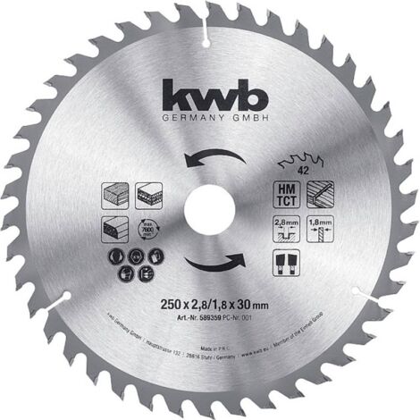 Lame de scie circulaire KWB, 589359, 250x30 mm, 42 dents (1/2)