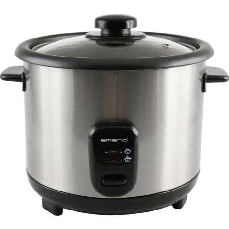 Cuiseur à riz professionnel 1,5 L – Acier inoxydable noir – 500 W avec fonction maintien au chaud et revêtement antiadhésif – Emerio