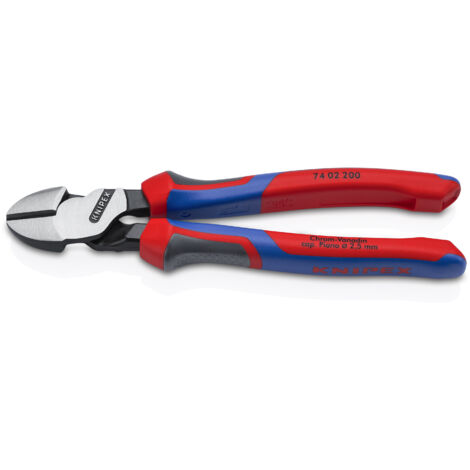 KNIPEX 74 02 200 Pince coupante de côté à forte démultiplication avec poignées comfortables atramentisée noire 200 mm