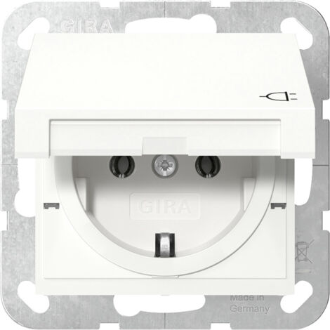 GIRA 445403 SCHUKO-STECKDOSE 16 A 250 V MIT KLAPPDECKEL SYSTEM 55, REINWEISS GLÄNZEND