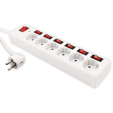 MCPOWER Multiprise, 6 prises, avec commutation individuelle, blanc (1/2)