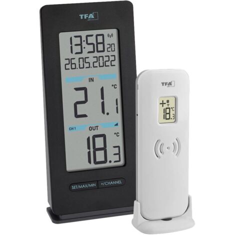 TFA Dostmann Buddy Thermomètre numérique radiopiloté noir 30.3072.01 (1/6)