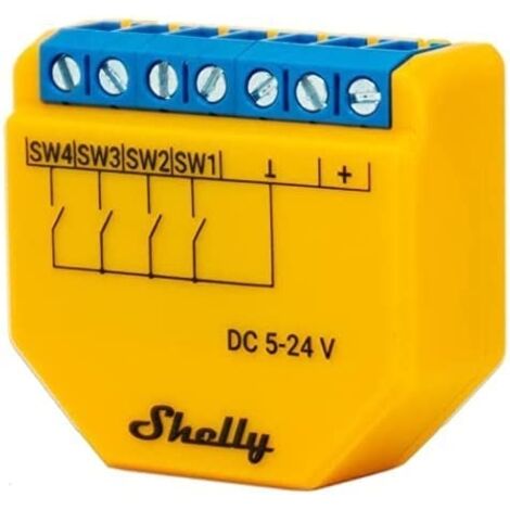 Contrôleur automatique 4 canaux Wi-Fi 5-24V – Activation manuelle de scènes – Compatible Alexa, Google Home – SHELLYPLUSI4DC (1/7)