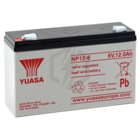Accumulateur au plomb YUASA NP12-6, 6 V-/12 Ah (1/2)