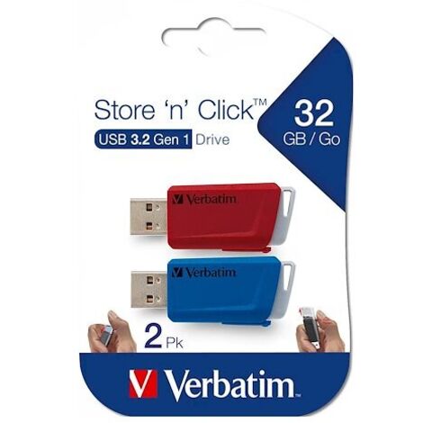 Clé USB VERBATIM Click, 32 Go, Pack de 2 (1/5)