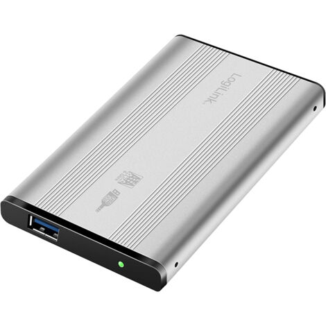 Boîtier de disque dur LOGILINK, 6,35 cm (2,5 pouces), USB 3.0/SATA, argent (1/3)