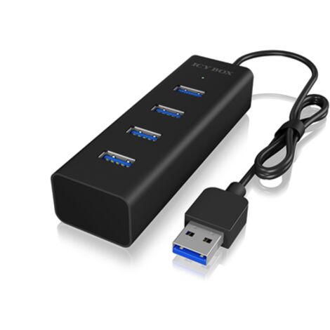 Concentrateur USB ICY BOX IB-HUB1409-U3, 4 ports, aluminium, noir (1/5)