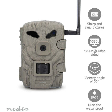 Caméra NEDIS WCAM460GN, 1080p, 30MP, 4G, IP66, IR invisible, vision nocturne, détection. (1/5)