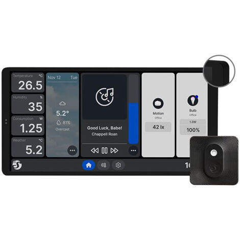 Shelly – Panneau de commande domotique Wi-Fi avec écran tactile 6,95" – Thermomètre, hygromètre, capteurs de lumière – Pour maison connectée