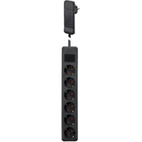 GEBRO Multiprise 104715, 6 sockets, avec fiche plate SmartPlug, noire