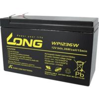Long WP1236W WP1236W Batterie au plomb 12 V 9 Ah plomb (AGM) (l x H x P) 151 x 102 x 65 mm cosses plates 6,35 mm auto-décharge réduite, sans entreti Y860612