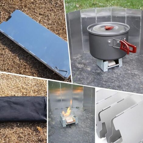 Pare-vent Pliable 10 Plaques – Alu, 84x24cm, Pour Réchaud De Camping, BBQ, Randonnée, Avec Sac