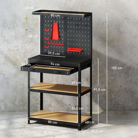 HOMCOM Werkbank Arbeitstisch mit Lochwand, (Set, 1-tlg), 272kg Tragkraft HOMCOM Werkbank Arbeitstisch mit Lochwand, (Set, 1-tlg), 272kg Tragkraft