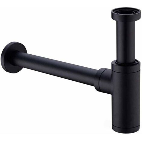 Waschbecken-Siphon aus Messing, Universal-Siphon mit 200-mm-Verlängerungsrohr, 1 1/4 x 32 mm, verstellbar, geruchsdicht, auslaufsicher, mattschwarz