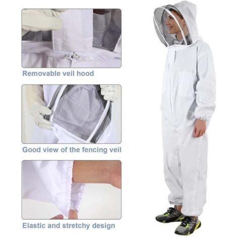 Professioneller Bienen-Anzug Für Damen & Herren – Polyester-Baumwolle, Mit Abnehmbarem Schal, Größe XL