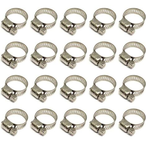 20-teiliges Schlauchschellen-Set, verstellbare Schlauchschellen 10-16 mm, Schlauchschellen aus Edelstahl 304, Metallschlauchschellen, für Schläuche, Gasleitungen, Wasserleitungen, Kabel und Wasserhähn