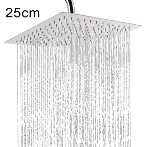 Edelstahl-Duschkopf – Wassersparend, 25 cm quadratisch, universeller Regenduschkopf mit 1/2-Zoll-Gewinde, 360° drehbar, 30° neigbar, einfach zu installieren und zu reinigen (1/5)