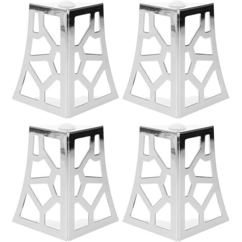 Set mit 4 verchromten Metall-Möbelfüßen, 10 cm, dekoratives Lochmuster, stabile Stützen für Kommoden, Couchtische und Sofas, Ersatzzubehör für Innenmöbel