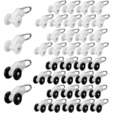 40-teiliges Set mit Gardinengleiterrollen, Pergola-Schienenhaken, Gardinenschienenrollen, Metallrollen, verschiebbaren Gardinenhaken, Gardinenstangenrollen und Gardinenschienengleitern