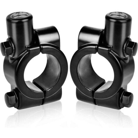 2-teilige Motorradspiegelhalterung für 22-mm-Lenkerbefestigung - für 10-mm-Seitenspiegel, Aluminium (schwarz) (1/5)