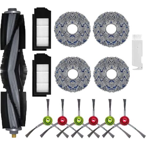 Ersatzteilset für Ecovacs Deebot X1 Omni, X1 e Omni, X1 Turbo, T10 Turbo/Omni Saugroboter: 1 Bürste, 2 Filter, 6 Seitenbürsten, 4 Wischtücher, 1 Reinigungsbürste
