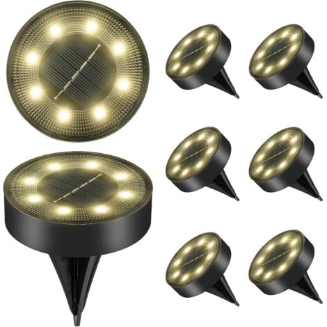 Set mit 8 Solar-Bodenleuchten für den Außenbereich (Warmweiß), wasserdichte Solar-Gartenleuchten mit 8 LEDs (IP68), Solar-Außenstrahler, Solarleuchten für Garten, Rasen, Allee (1/5)
