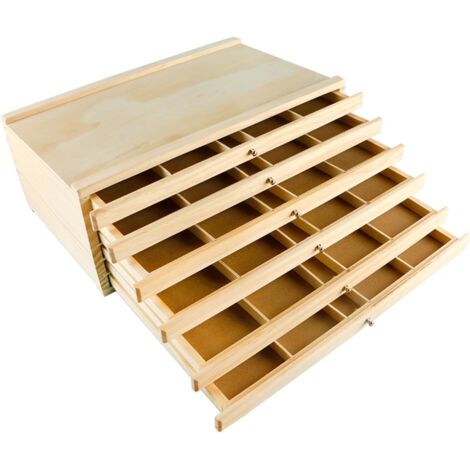 Ratstone Künstler-Aufbewahrungsbox mit 6 Schubladen, 40 x 25 x 15 cm, Aufbewahrungsbox aus Holz, geeignet für Pastellstifte, Bleistifte, Stifte, Marker und Pinsel (1/5)