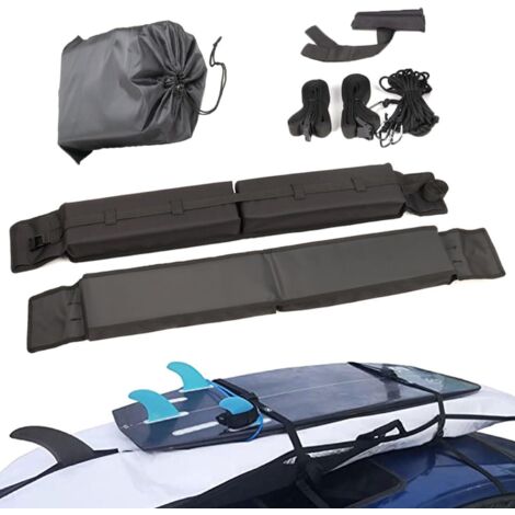 Universelle, flexible Dachträger – Autodachträger mit 4 Spanngurten für Kajak, Windsurfbrett, SUP, Kanu, Snowboard – Platzsparender Gepäckträger – Einfache Montage (1/5)