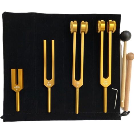 Ratstone Therapeutische Stimmgabel, Set mit 4 Stimmgabeln (128 Hz, 136,1 Hz, E 528 Hz, 4096 Hz), Ideal für Chakra-Heilung, Klangheilung und Anti-Stress. (1/5)