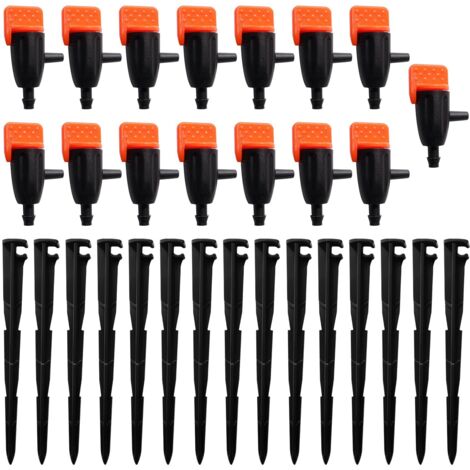 15 verstellbare Bewässerungsdüsen und 15 Tropfbewässerungsschläuche für 4/7 mm Schläuche, Bewässerungssprinklerköpfe, Bewässerungsdüsen für Garten und Rasen