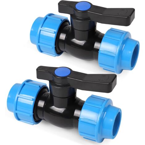 Set mit 2 Kugelhähnen für 32-mm-Polyethylenrohre – Polypropylen-Rohrverschraubung – Absperrventil für Polyethylenrohre