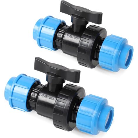 Set mit 2 Kugelhähnen für Polyethylenrohre – Polyethylen-Rohrverschraubung – Polyethylen-Rohrverschraubung – 25 mm