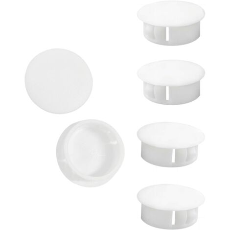 10 Stück 25 mm runde Kunststoffstopfen, weiße Möbellochabdeckungen, für Möbelregale und Schränke (1/5)