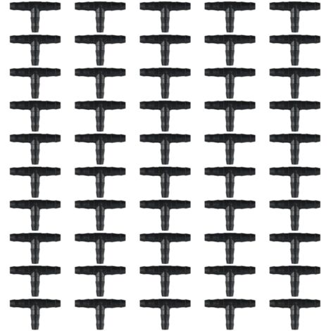 Packung mit 50 T-Stücken mit Widerhaken für Tropfbewässerung für 4-mm- und 7-mm-Schläuche, Kunststoff-Gartenbewässerungsanlage (1/5)
