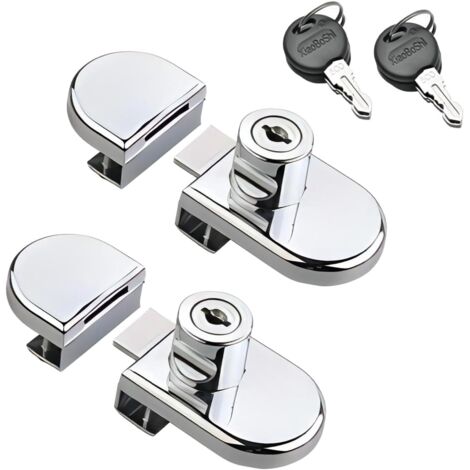 Set mit 2 Glasschrankschlössern, kein Bohren erforderlich, für Glasstärken von 5–8 mm, für Vitrinen, Einkaufszentren, Weinschränke und Schmucktüren (1/5)