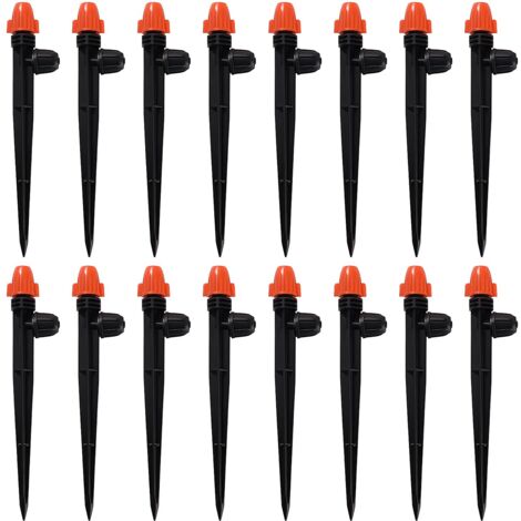 16-teiliges, verstellbares Bewässerungs-Tropfset für 4/7-mm-Schläuche, Mikro-Tropfsprinkler mit Widerhakenverbinder und Stützpfahl, Steck-Tropfer, Orange (1/5)