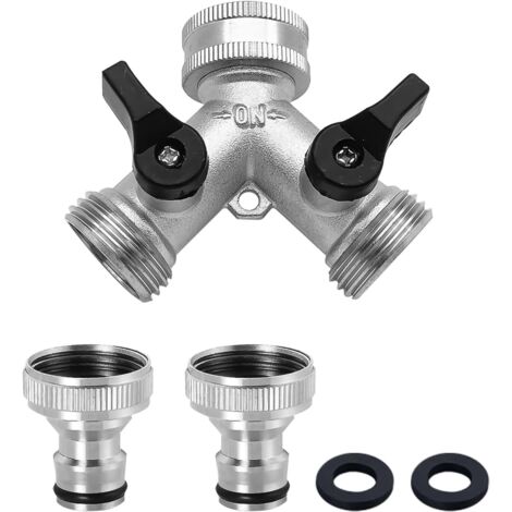 Y-Verteiler für Messingarmaturen im Haus und Garten – 2-Wege-Y-Verteiler für einen G 3/4"-Gartenschlauchanschluss. Gartenschlauchanschluss (A) (1/5)