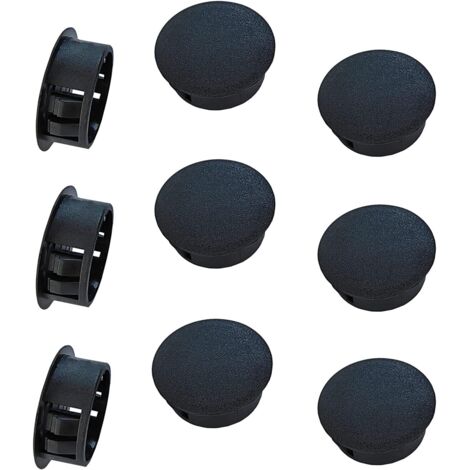 10er-Packung 25-mm-Kunststoff-Lochstopfen, Bohrlochstopfen, Schwarz, Dekorative Abdeckungen für Schubladen, Schränke, Möbel