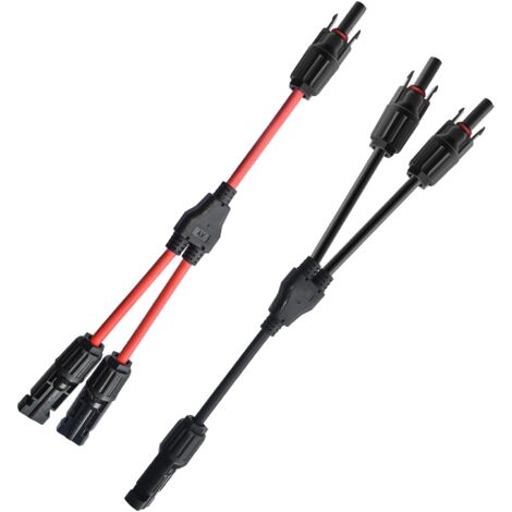 Packung mit 1 Paar 6-mm-Y-förmigen Solarkabeln – Y-Stecker – Stecker/Buchse (MMF) und Buchse/Mittel (FFM) – Photovoltaik-Stecker – Y-Kabel – Solarkabel-Verlängerungskabel
