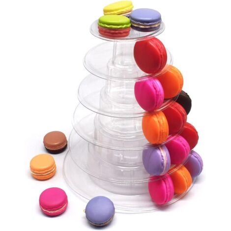 Macaron-Etagere, 6-stöckig, transparente runde Etagere aus Kunststoff für Hochzeiten, Geburtstage, Partys, Desserts, Gebäck und Nachmittagstee (1/5)
