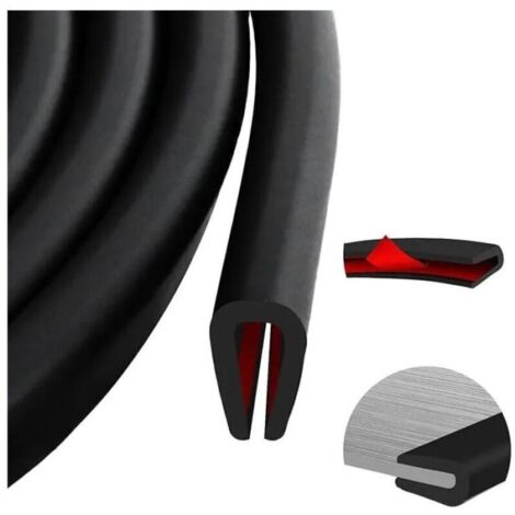 Kantenschutz aus EPDM-Blech, U-förmige Gummidichtung, Autotürdichtung, schwarzer Klebegummischutz für Metall und Glas (3 m, 2 mm)