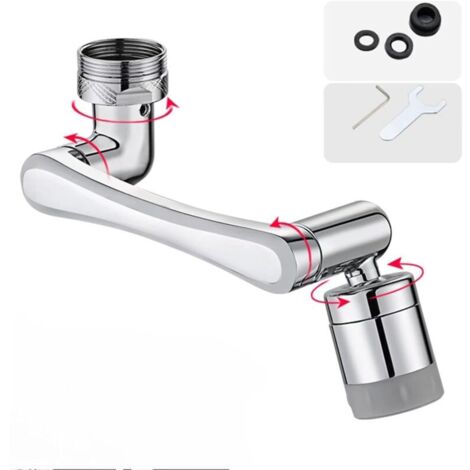 Multifunktions-Auszieharmatur mit 1440°-Drehung, Magic Swivel Armatur, Strahlregler-Armatur mit zwei Wasserauslassarten für Küche und Bad – Silber (1/5)