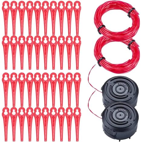 Schneidfaden und Kunststoffklingen für Rasenkantenschneider, mit 6 Metern Faden (Ø 1,9 mm, 3 Meter/Packung) und 40 Klingen (1/5)