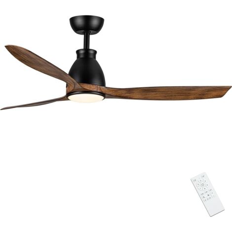 Deckenventilator aus Holz mit 3 Flügeln, 132 cm Durchmesser, mit Licht und Fernbedienung, leiser Betrieb, reversibler Gleichstrommotor, dimmbare LED, Schlafmodus, Timer für das Wohnzimmer (1/5)