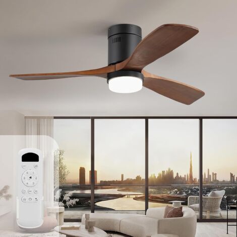 Deckenventilator mit Licht, 132 cm, Massivholz, Fernbedienung, 6 Geschwindigkeitsstufen, leiser, reversibler Gleichstrombetrieb, Timer für Schlafzimmer