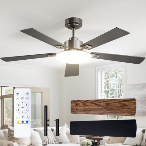Passky 132 cm LED-Deckenventilator mit Fernbedienung, reversiblem Gleichstrommotor, 3 Farbeinstellungen, Sommer-/Winterfunktion, 6 Geschwindigkeitsstufen, Timer, für den Innen- und Außenbereich, Schwa