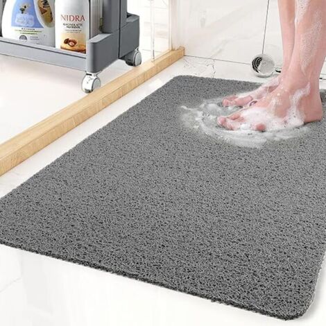 Sollbry Rutschfeste Duschmatte, Badewannenmatte ohne Saugnäpfe, Luffa-Badematte für Badezimmerbadewanne, schnell trocknend, Grau50x80cm