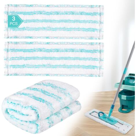 3 Pack Ersatz-Wischbezüge für Leifheit Profi XL Micro Duo / Profi XL Cotton Plus alle Bodenwischer-Stiele, Flecken schnell entfernen, Effiziente Mikrofaser Ersatzbezug für alle Böden